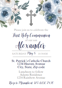 blue arrangment invitation design preview