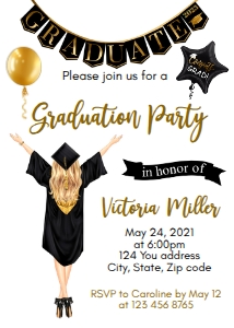 college graduation black gold g design preview