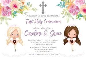spring floral invitation girls design preview