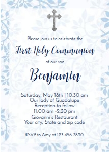 blue trees communion invitation design preview