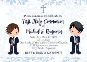 blue trees boys invitation design preview