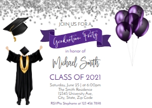 silver and purple invite grad design preview