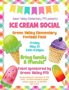 ice cream social watercolor design preview