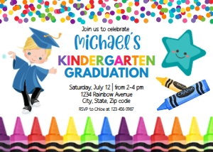 boy grad crayons invite design preview