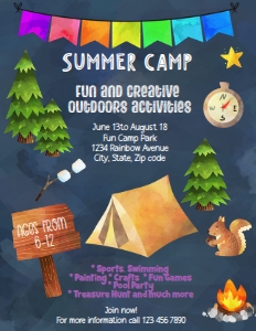 summer camp flyer design preview