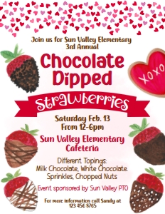 valentine strawberry sale flyer design preview
