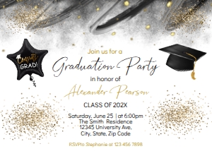 BLACK GOLD GRAD 2023 INVITE design preview