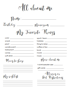 generic favorite things survey: generic favorite things survey