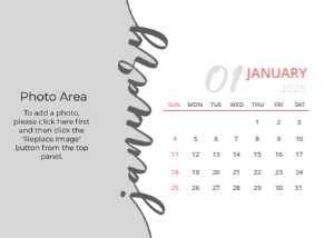 SUNDAY - SATURDAY - 2026 CALENDAR DESIGN 3: 2026 photo calendar template