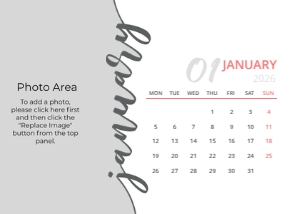 MONDAY - SUNDAY - 2026 CALENDAR DESIGN 3: 2026 photo calendar template