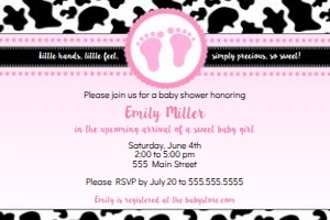 babyfeets-cowpink-invite design preview