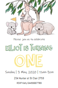Australian Animals Invitation design preview