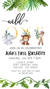 Wild One Digital Invite design preview
