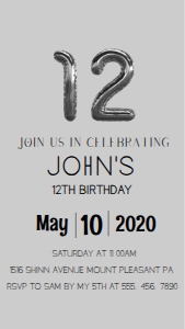 Boy's Birthday Balloon Invite design preview