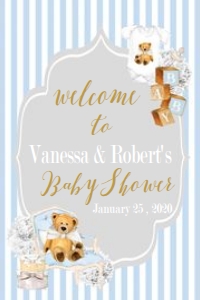 Teddy Bear Blue Welcome Sign 20x30 or 24x36: 611288258