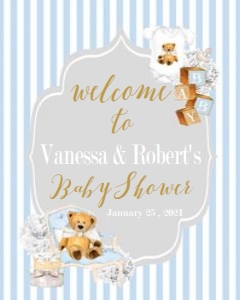 Teddy Bear Blue Welcome Sign 16x20 or 8x10: 611288258