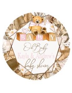 Boho Pink Baby Plate or Charger Insert 8 inch round: 1057573330