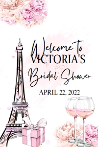 Paris Pink Black Welcome Sign 20x30 or 24x36: 1188499737