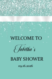 Paris Blue & Silver Welcome Sign 24X36 OR 20X30: 1372078153
