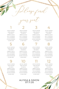 Geometric Eucalyptus Seating Chart design preview
