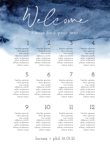 Blue Watercolor Seating Chart design preview
