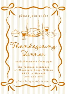Thanksgiving Invite Whimsical Stripes design preview