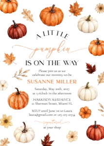 073PU - pumpkin baby shower invitation - 5x7: 073PU - pumpkin baby shower bundle
