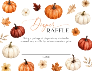 073PU - pumpkin diaper raffle - 5.5x4.25: 073PU - pumpkin baby shower bundle