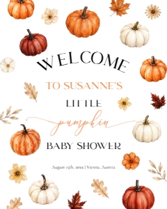 073PU - pumpkin welcome sign - 16x20: 073PU - pumpkin baby shower bundle