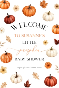 073PU - pumpkin welcome sign - 24x36: 073PU - pumpkin baby shower bundle
