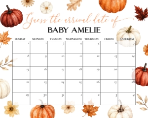073PU - pumpkin due date sign - 20x16: 073PU - pumpkin baby shower bundle