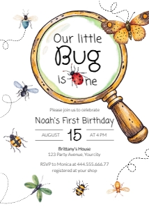 101LB 2 - love bug birthday invitation - 5x7: 101LB 2 - love bug birthday invitation