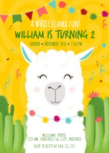 Llama party 5-7 inch yellow design preview