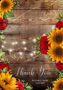 Rustic Wood Sunflower and Roses Thank You design preview