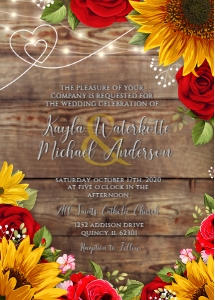 Sunflower Red Rose Invitation design preview