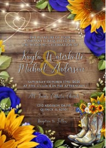 Sunflower Blue Roses Cowboy Boots design preview