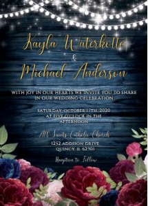 Burgundy Navy Floral Wedding Invitation design preview