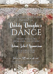 Daddy Daughter Dance Set: 782804059addy Daughter Dance Ticket 5x7 Invite