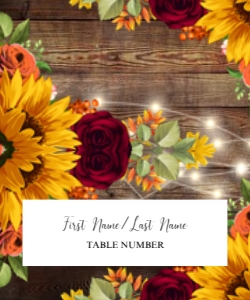 Burgundy Rose Sunflower Table Cards2 design preview