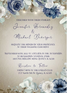 Floral Navy Sage Invite & Rsvp design preview