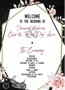 Motorcyle FLoral Wedding Program design preview