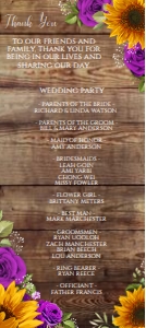 Sunflower Purple Roses Wedding Program design preview