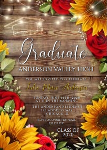 Rustic Sunflower & Roses Graduation design preview