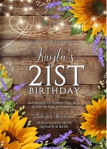 Sunflower & Lavender Birthday design preview