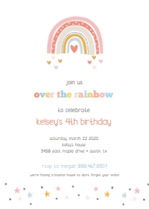 Little Rainbow Birthday Invitation design preview