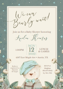 We Can Bearly Wait Baby Shower design preview