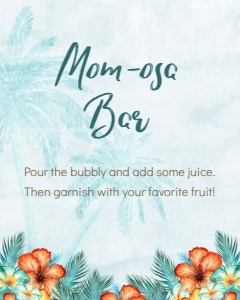 Baby on Board Mom-Osa Bar Sign: Baby on Board Shower Signs