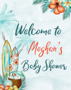 Baby On Board Welcome Sign 11 x 14": Baby on Board Shower Signs