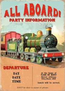 Vintage Editable Printable Train Invitation for any occasion, adult or child / locomotive / all occasion, birthday, retirement, any party design preview