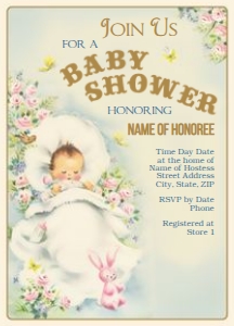Neutral Fancy Baby Shower - One Sided: Vintage Baby Shower Invitation in Neutral Colors / Add your own text using web-based template then print / shabby style for boy or girl